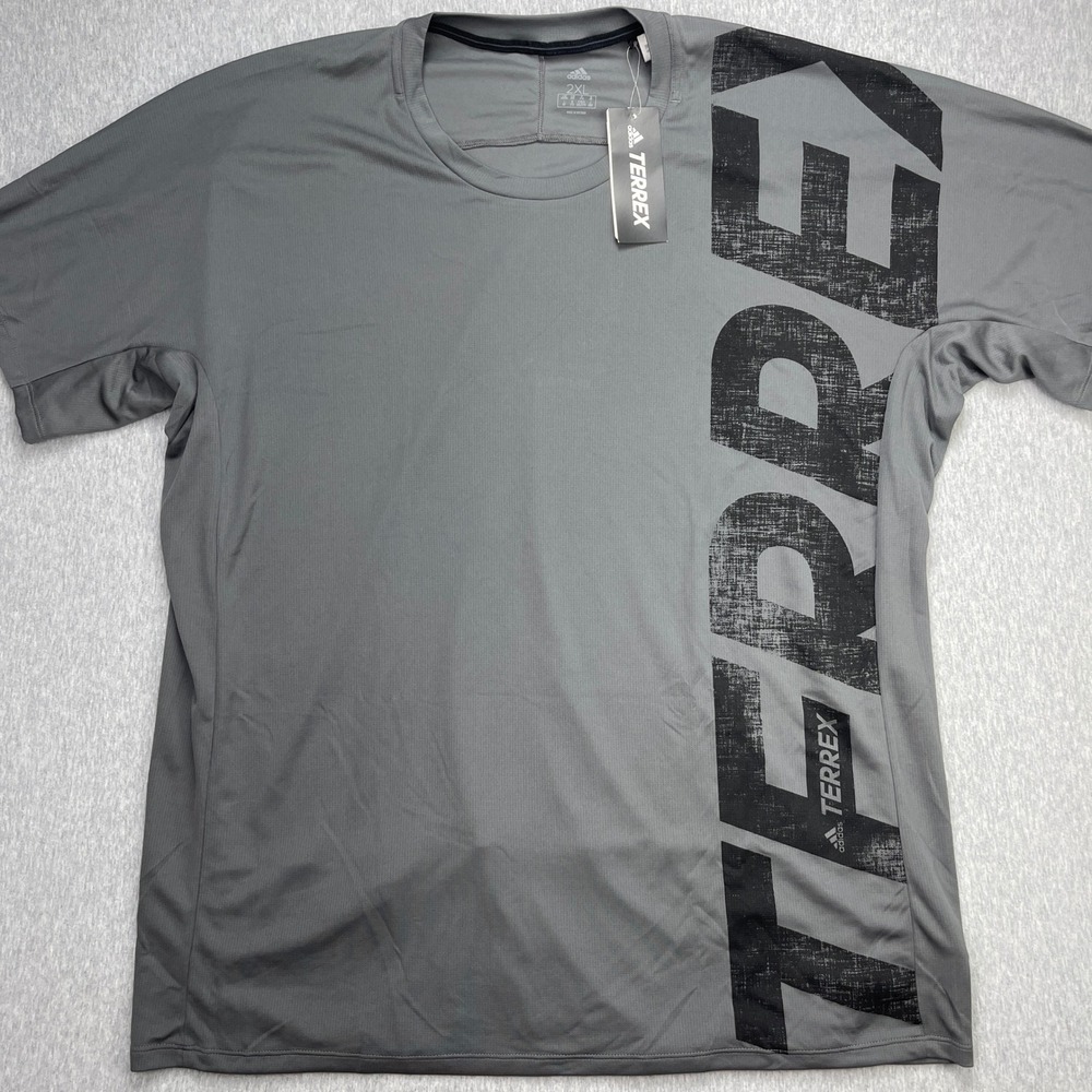 Adidas T-Shirt Mens 2XL Trail Cross Tee Grey Terrex Mountain Bike MTB NEW